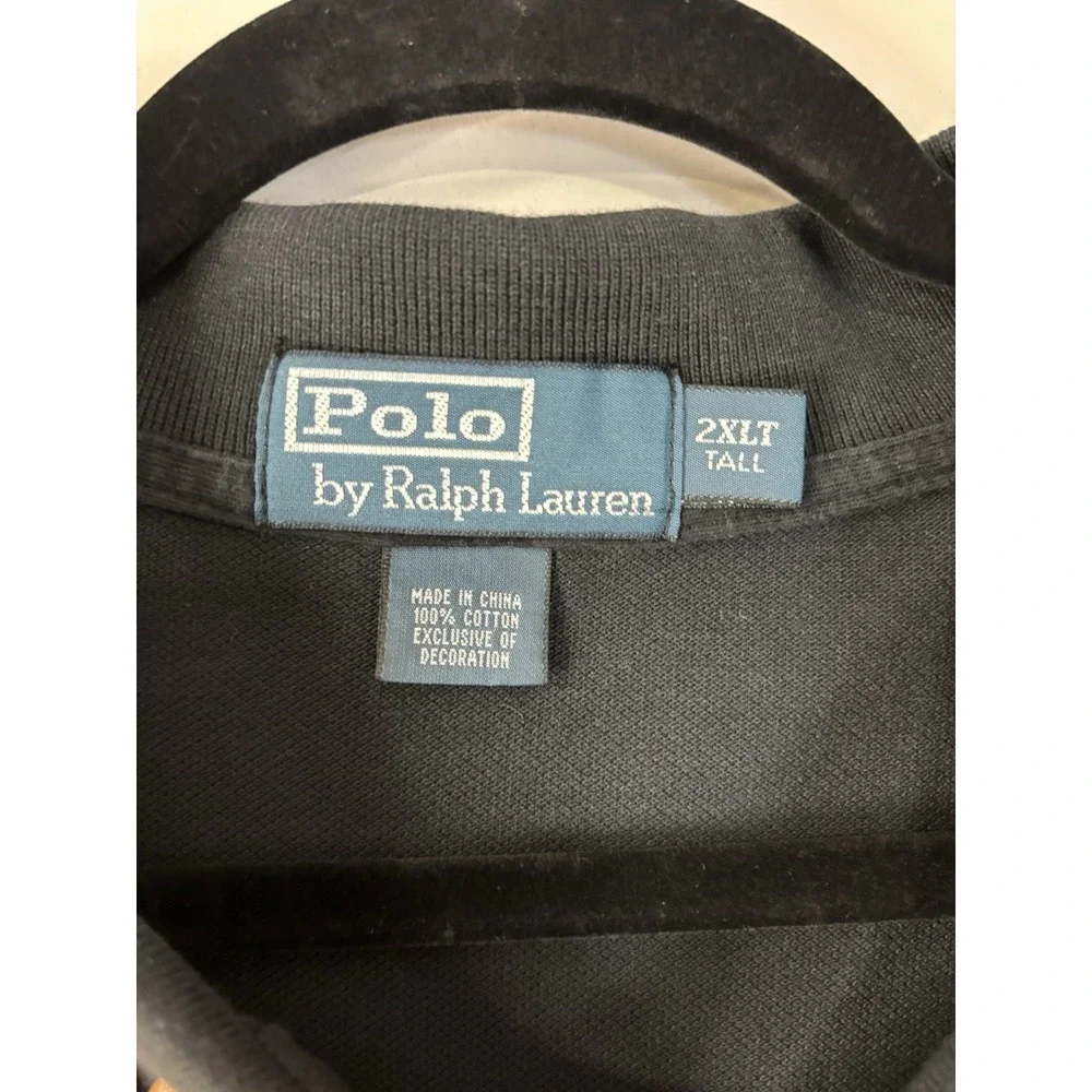 Vintage Polo Ralph Lauren Black Long Sleeve Polo Shirt Size 2XL Tall‎